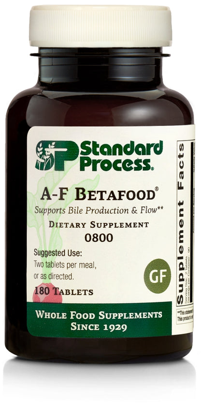 Standard Process A-F Betafood - Gluten-Free Liver Support, Cholesterol Metabolism, and Gallbladder Support Supplement with Vitamin A, Iodine, Vitamin B6 - 360 Tablets