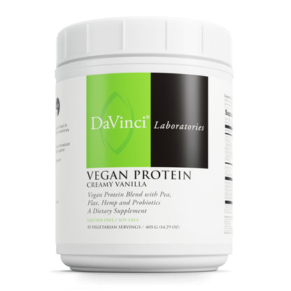 DaVinci Labs Vegan Protein - Protein Powder Supplement for Weight Support, Muscle and Tissue Repair* - With Pea, Flax Seed, and More - Creamy Vanilla Flavor - Soy and Gluten-Free - 447g, 15 Servings