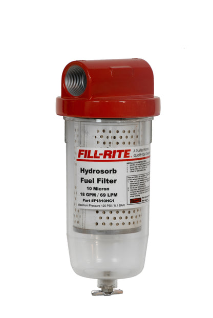 Fill-Rite FR1810HC1 10 Micron Hydrosorb 25 GPM Clear Bowl Fuel Filter (Fits 3/4" Filter Head)