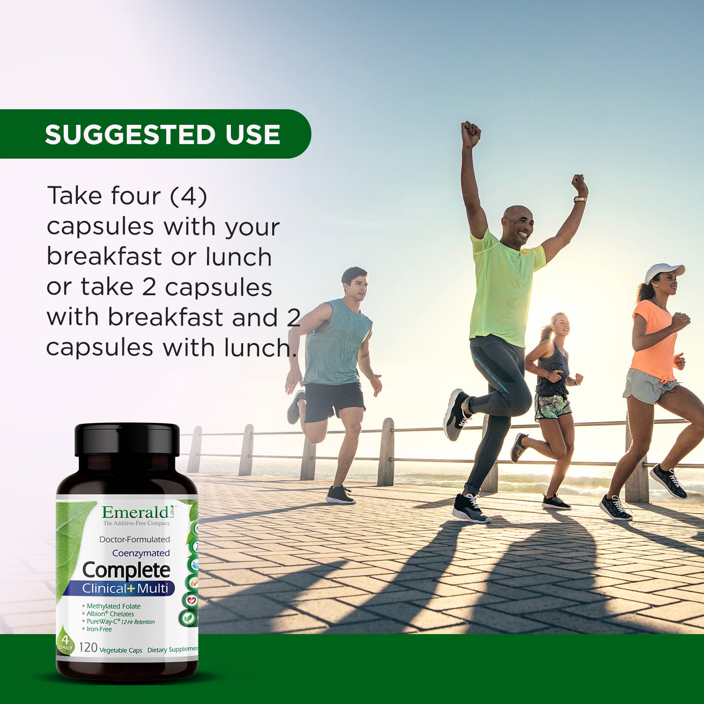 Emerald Labs Complete Clinical Multi - Dietary Supplement with Methylated Folate and D-Alpha Tocopherol for Focus, Vision, Digestion, and Immune System Support - 120 Vegetable Capsules