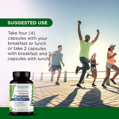 Emerald Labs Complete Clinical Multi - Dietary Supplement with Methylated Folate and D-Alpha Tocopherol for Focus, Vision, Digestion, and Immune System Support - 120 Vegetable Capsules