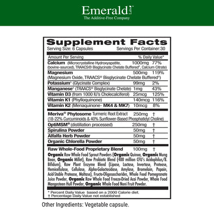 Emerald Labs Osteo Bone Health - Dietary Supplement with Vitamins K1, K2, D3, OptiMSM, and Meriva Phytosome for Strong Bones, Joint Strength, and Immune Support - 180 Vegetable Capsules