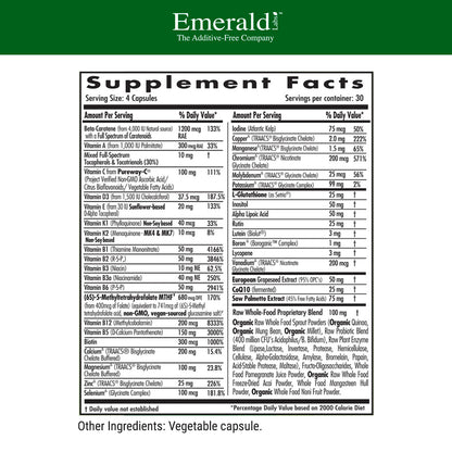Emerald Labs Men's 45+ 4-Daily Multi - Multivitamin with CoQ10, Saw Palmetto, and Extra Lycopene Supporting Healthy Heart, Strong Bones, and Immune Health - 120 Vegetable Capsules