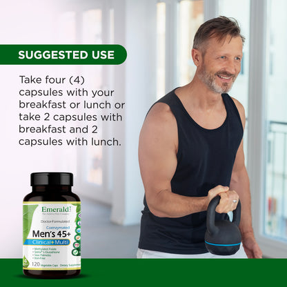 Emerald Labs Men's 45+ 4-Daily Multi - Multivitamin with CoQ10, Saw Palmetto, and Extra Lycopene Supporting Healthy Heart, Strong Bones, and Immune Health - 120 Vegetable Capsules