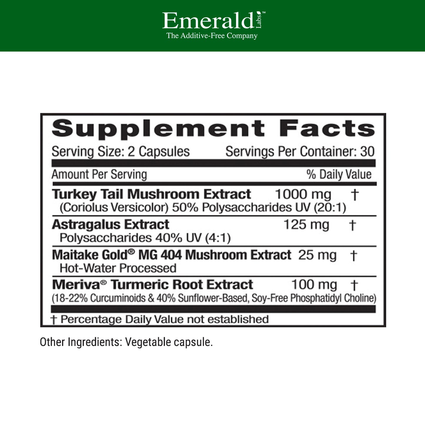 Emerald Labs Deep Immune Health - Daily Supplement with Mushroom Extracts for Daily Immune & Respiratory Support - 60 Vegetable Capsules