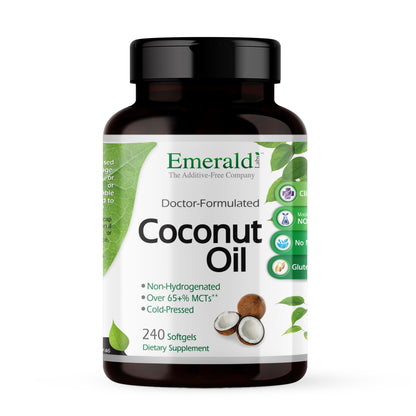 Emerald Labs Coconut Oil Softgels - Dietary Supplement with 100% Pure Extra Virgin Coconut Oil for Brain and Immune Support - 240 Softgels
