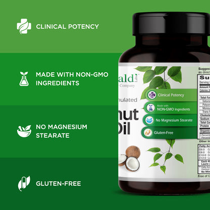 Emerald Labs Coconut Oil Softgels - Dietary Supplement with 100% Pure Extra Virgin Coconut Oil for Brain and Immune Support - 240 Softgels