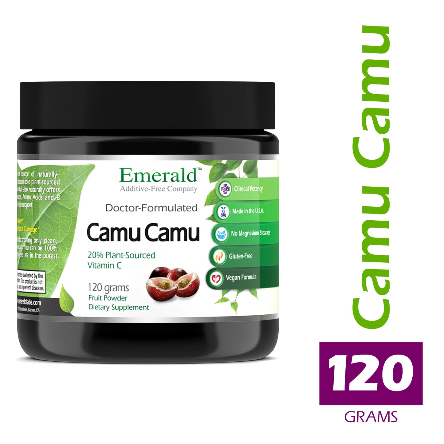 Emerald Labs Camu Camu - Daily Supplement with Vitamin C, Bioflavinoids, Amino Acids and B Vitamins - Gluten Free, Vegan, Non-GMO - 120 Grams