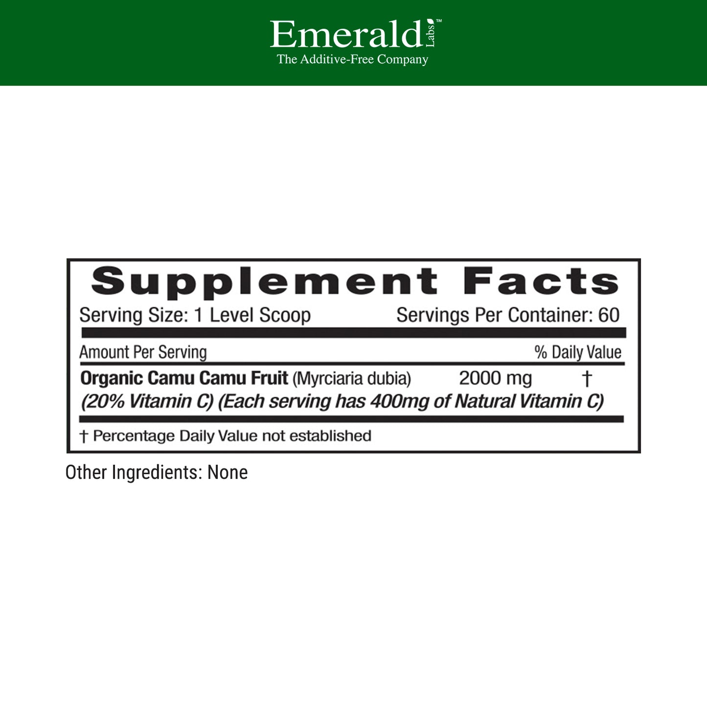 Emerald Labs Camu Camu - Daily Supplement with Vitamin C, Bioflavinoids, Amino Acids and B Vitamins - Gluten Free, Vegan, Non-GMO - 120 Grams