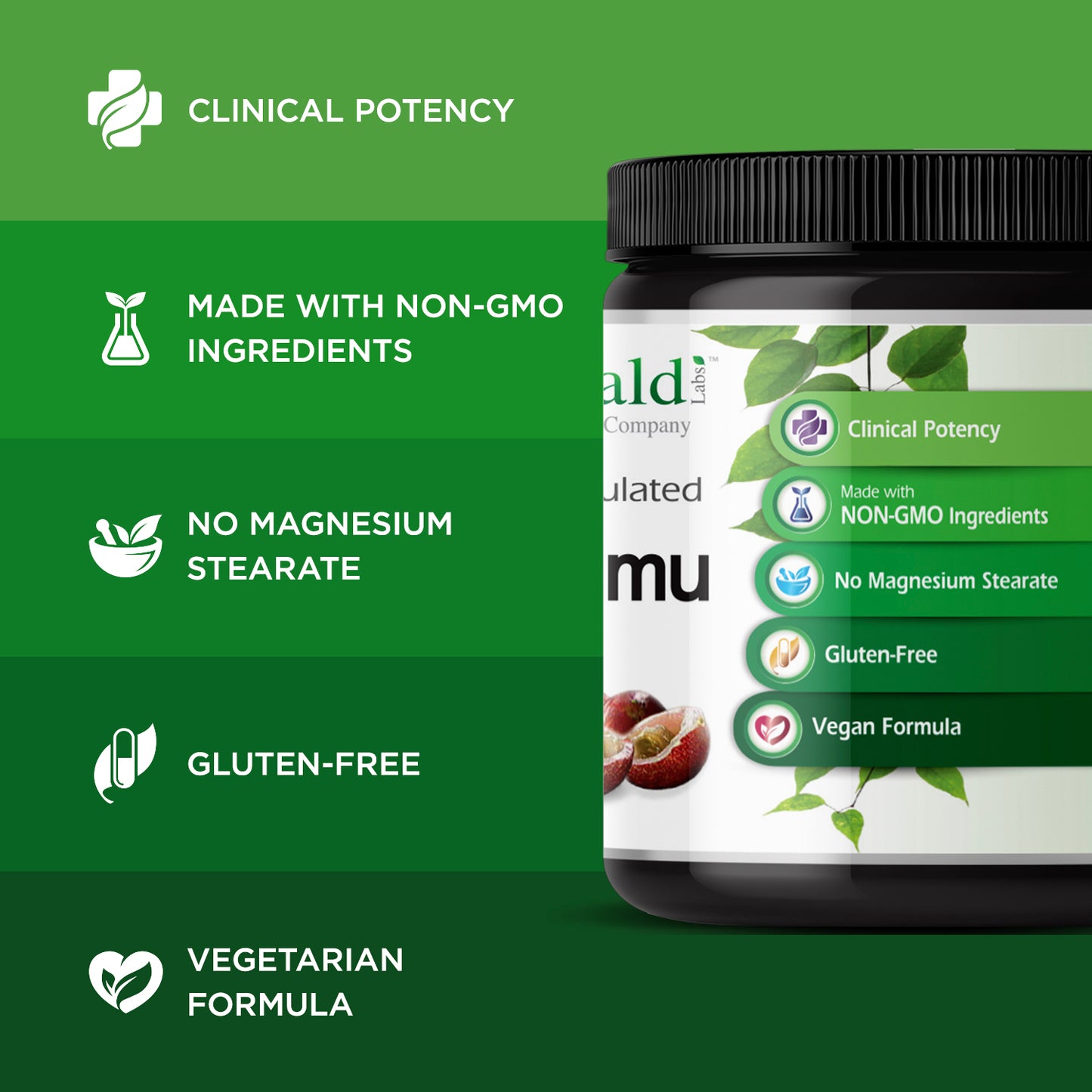 Emerald Labs Camu Camu - Daily Supplement with Vitamin C, Bioflavinoids, Amino Acids and B Vitamins - Gluten Free, Vegan, Non-GMO - 120 Grams