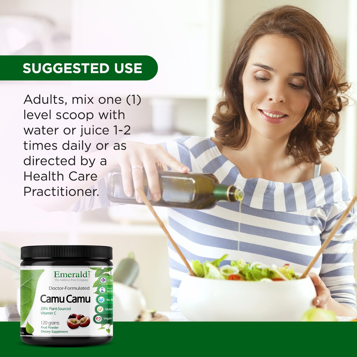 Emerald Labs Camu Camu - Daily Supplement with Vitamin C, Bioflavinoids, Amino Acids and B Vitamins - Gluten Free, Vegan, Non-GMO - 120 Grams