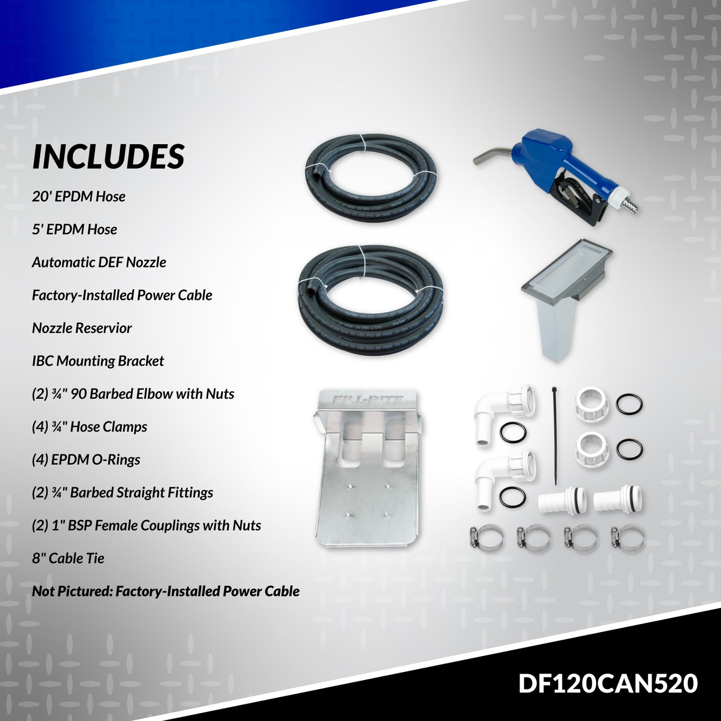 Fill-Rite DF120CAN520 120V 8 GPM Diesel Exhaust Fluid (DEF) Transfer Pump w/Tote Mount Package & Automatic Nozzle