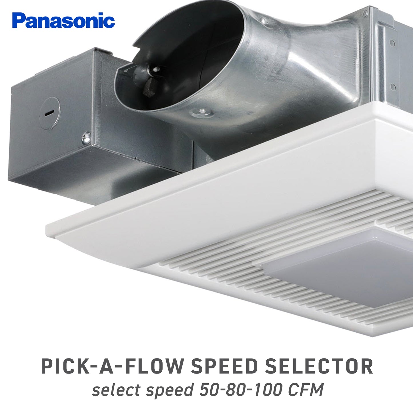 Panasonic FV-0510VSCL1 WhisperValue DC Ventilation Fan with Light and Condensation Sensor, 50-80-100 CFM