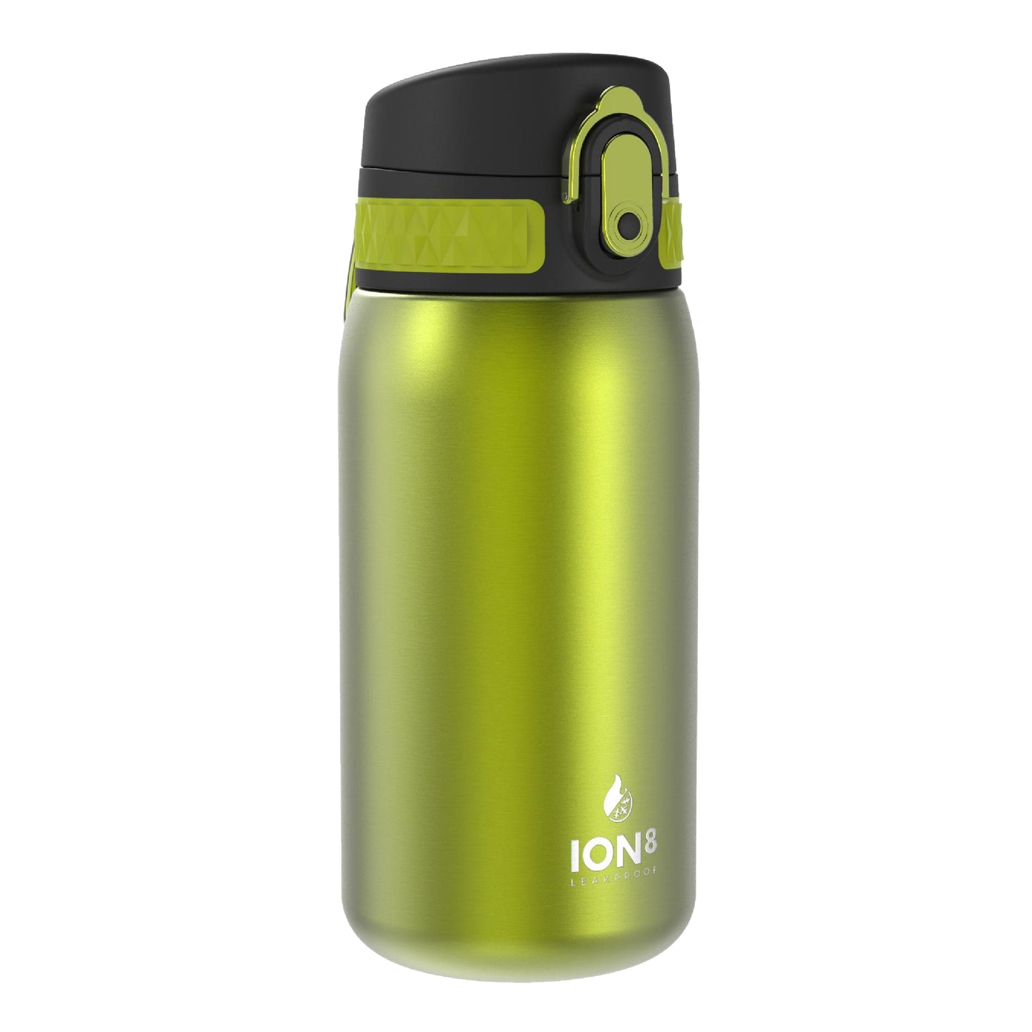 Ion8 Double-Wall Stainless Steel Water Bottle - Vacuum Insulated Leak Proof Water Bottle - Fits Car Cup Holders - For Fitness, Camping and More, 11 oz / 320 ml (Pack of 1) - Soft Touch Green