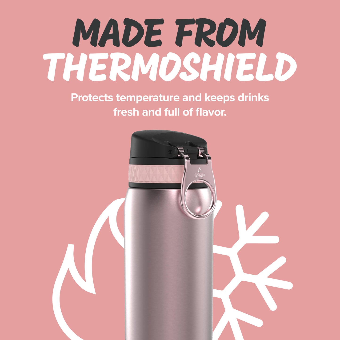 Ion8 Double-Wall Stainless Steel Water Bottle - Vacuum Insulated Leak Proof Water Bottle - Fits Car Cup Holders - For Fitness, Camping and More, 11 oz / 320 ml (Pack of 1) - Soft Touch Rose