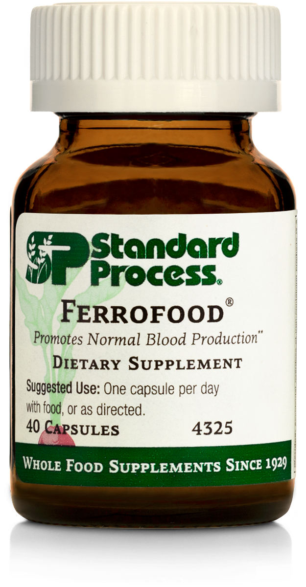 Standard Process Ferrofood - Whole Food Antioxidant, Healthy Blood and Hemoglobin with Cyanocobalamin, Acerola, Shiitake, Rice Bran, Organic Carrot, Alfalfa, Spanish Moss - 150 Capsules