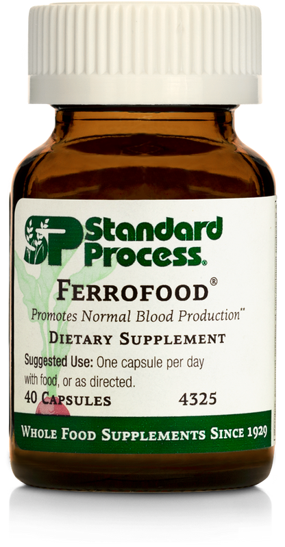 Standard Process Ferrofood - Whole Food Antioxidant, Healthy Blood and Hemoglobin with Cyanocobalamin, Acerola, Shiitake, Rice Bran, Organic Carrot, Alfalfa, Spanish Moss - 150 Capsules