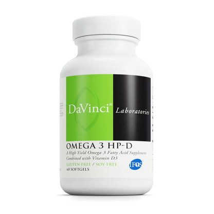 DaVinci Labs Omega 3 HP-D - Dietary Supplement to Support Immune System, Healthy Joints and Cardiovascular and Skin Health* - With Vitamin D3 and More - Gluten-Free - 60 Softgels