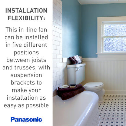 Panasonic FV-30NFL1 WhisperLine Remote Mount In-Line Spot Ventilation Fan, Quiet Air Flow