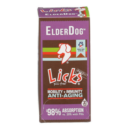 Licks Pill-Free ElderDog - Older Dog Vitamins and Supplements - Joint & Immune Support Supplements for Dogs - Dog Coat & Digestion Supplement for Senior Dogs - Gel Packets - Roasted Chicken, 30 Use