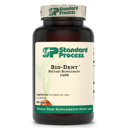 Standard Process Bio-Dent - Whole Food Supplement for Skin, Muscle, and Bone Health - Calcium, Licorice Root, Manganese, Phosphorus, and More - 800 Tablets
