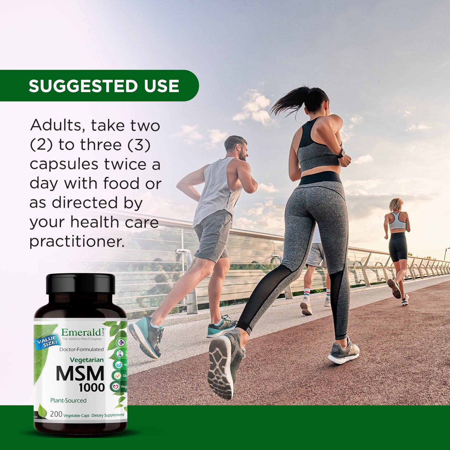 Emerald Labs MSM 1000 mg - Dietary Supplement with Plant-Sourced Methylsulfonylmethane for Joint Support and Healthy Immune Function - 200 Vegetable Capsules