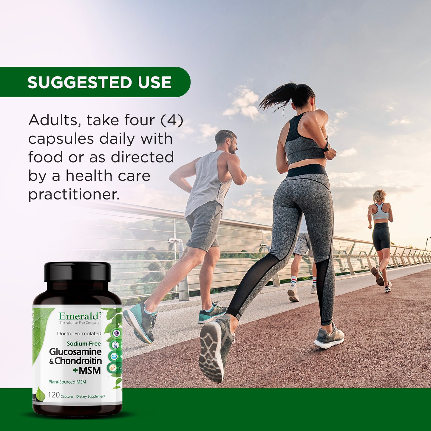 Emerald Labs Glucosamine Chondroitin with MSM - Dietary Supplement with Methylsulfonylmethane for Healthy Joints, Cartilage, Collagen Production, and Exercise Recovery - 120 Capsules
