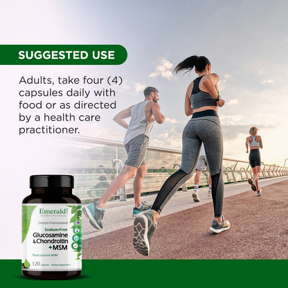 Emerald Labs Glucosamine Chondroitin with MSM - Dietary Supplement with Methylsulfonylmethane for Healthy Joints, Cartilage, Collagen Production, and Exercise Recovery - 120 Capsules