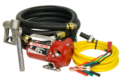 Fill-Rite RD812NH 12V 8 GPM Portable Fuel Transfer Pump w/Discharge Hose, Manual Nozzle, Power Cable/Clips, & Suction Hose