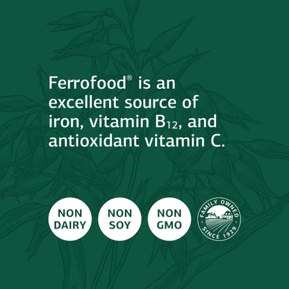 Standard Process Ferrofood - Whole Food Antioxidant, Healthy Blood and Hemoglobin with Cyanocobalamin, Acerola, Shiitake, Rice Bran, Organic Carrot, Alfalfa, Spanish Moss - 150 Capsules