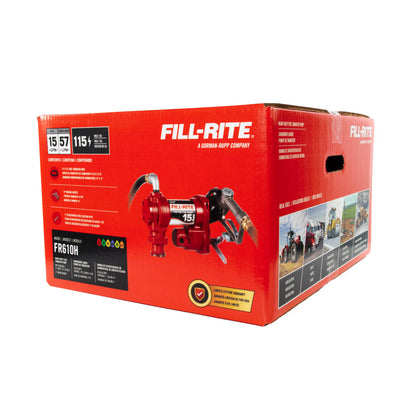 Fill-Rite FR610H 115V 15 GPM Fuel Transfer Pump w/Discharge Hose & Manual Nozzle | Gasoline, Diesel, Kerosene, Ethanol & Methanol Blends & Biodiesel